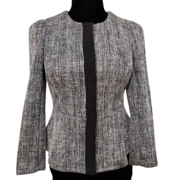 Halogen Tweed Black and White Peplum Career Blazer - Picture 1 of 12